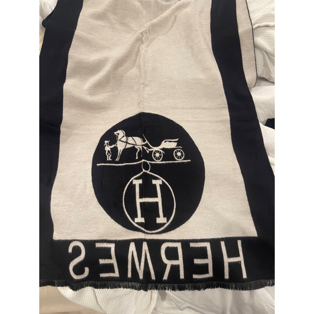 Hermes Scarf Black White - Picture 1 of 7
